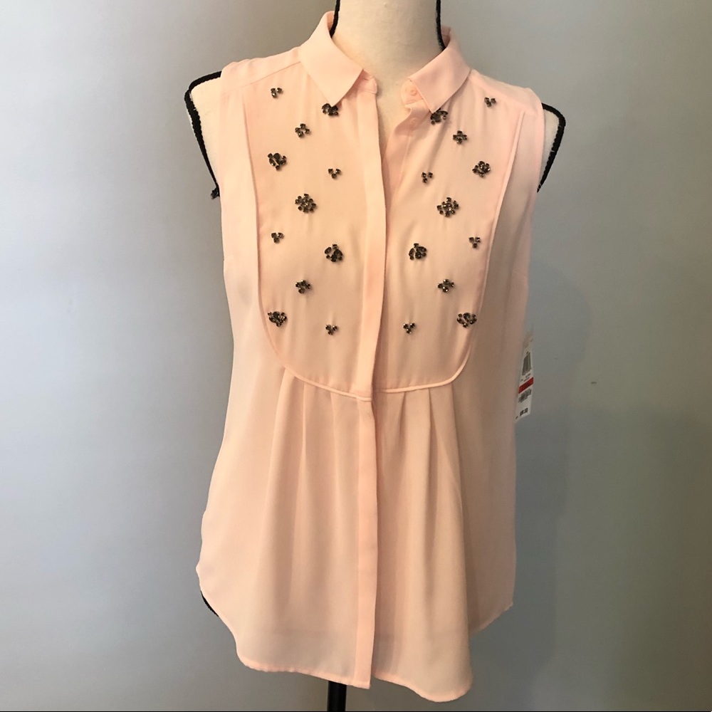 NWT Madison Jules Jeweled Sleeveless Blouse